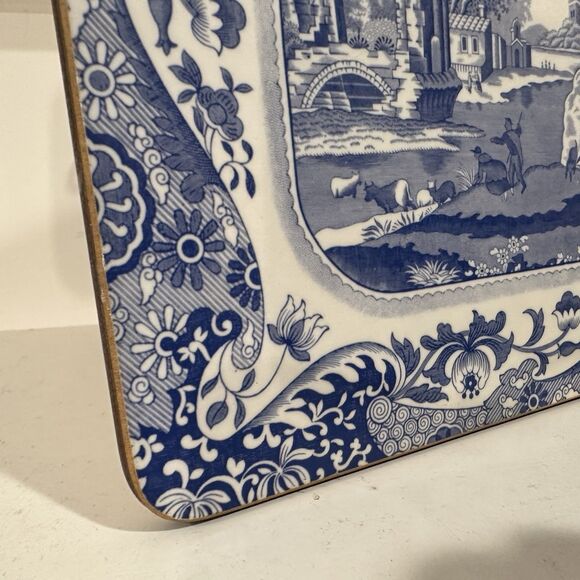 Spode Italian Placemats/Trivets Blue Room Collection Cork-Back 7.5x8.5" Set of 2 - Picture 4 of 10